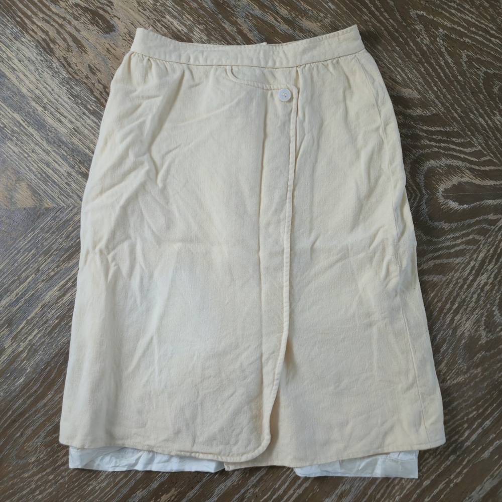 Dalton 100% Virgin Wool Butter Yellow Midi Skirt Lined S